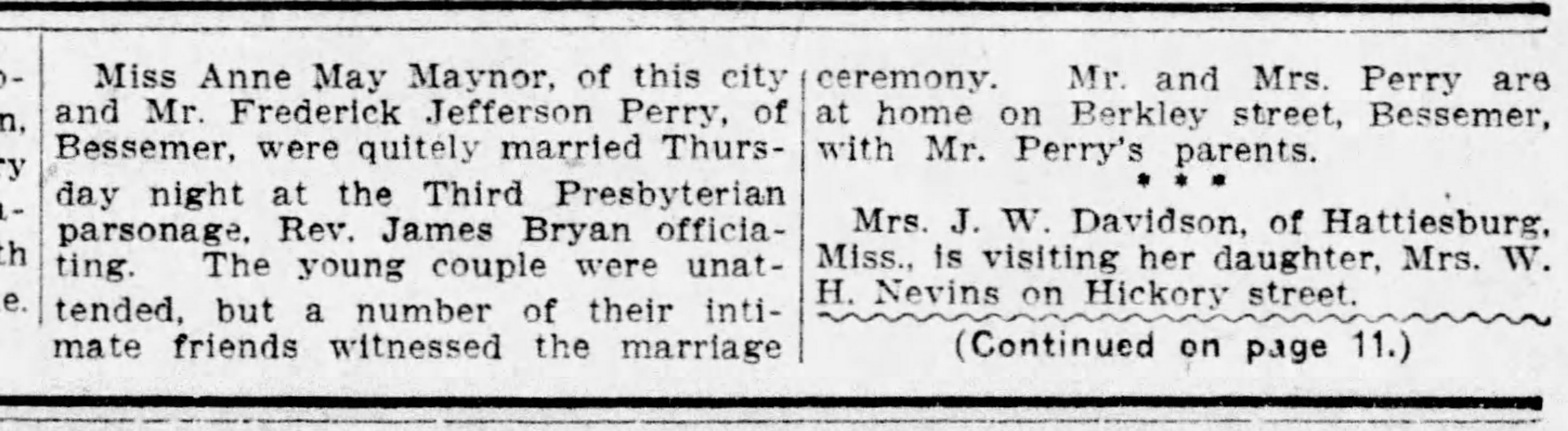 Anne May Maynor-Frederick Jefferson Perry